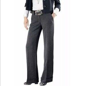Cabi‎ Womens Size 8 Gray Herringbone Wide-Leg Trousers With Button & Zip Closure